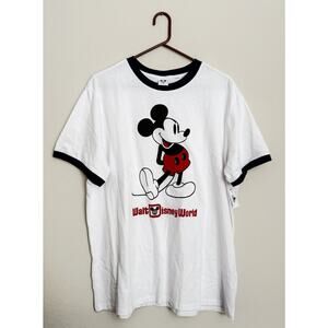 NWT Classic White Mickey Mouse Walt Disney World Ringer Tee Adult XL